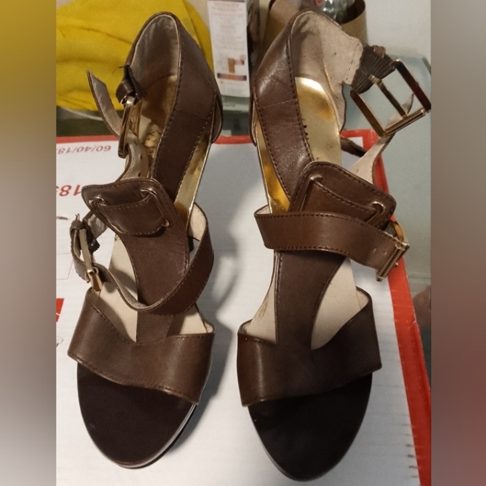 MICHAEL Michael Kors Dark Brown Buckle Sandals
